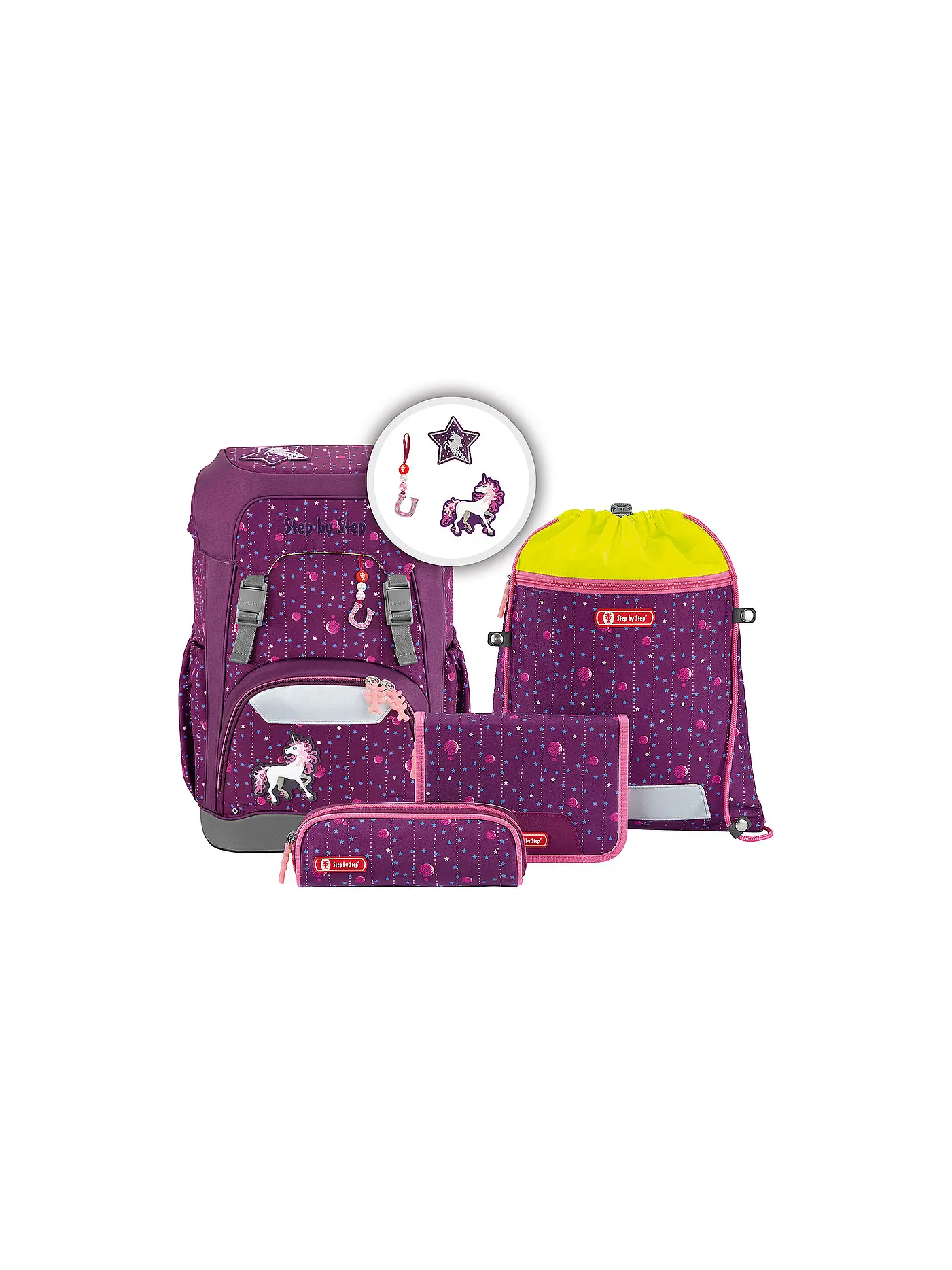 STEP BY STEP | Schultaschen Set 5tlg Giant Glamour Star | beere